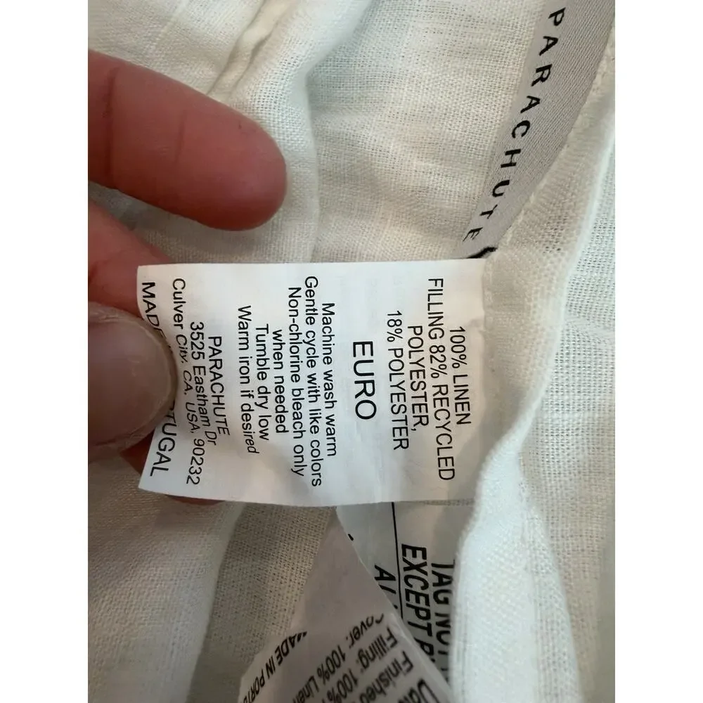 Parachute 100% Linen Euro Sham 26 X26 White NEW $79